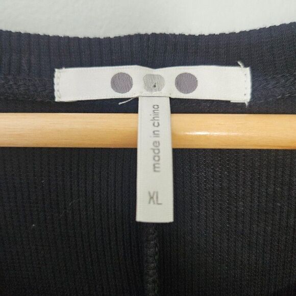 THREE DOTS Karen Dress XL Black Side-Tie Ribbed Long Sleeve Midi Length Modest - Picture 10 of 14